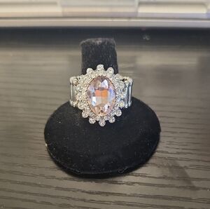 Elegant Silver and Pink Gemstone Ring